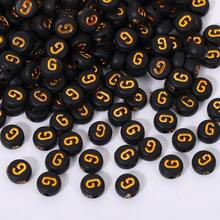 200/500/1000 piezas Cuentas con patrón de letras doradas sobre base negra de 4x7mm para hacer collares y joyería DIY - Fondo negro con letras doradas - Ver 15