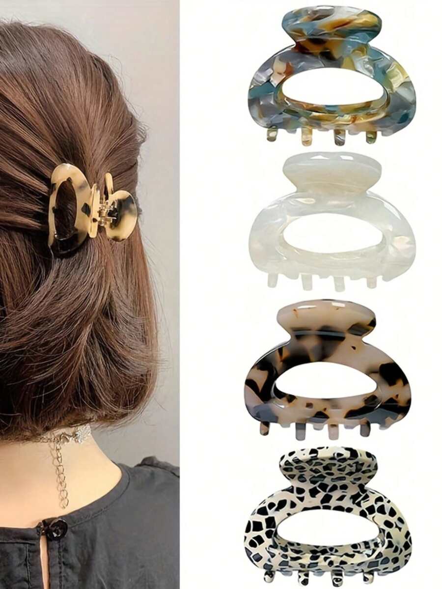 1 Peça Presilha de Cabelo de Acetato com Estampa de Leopardo, Presilha de Cabelo Minimalista Retrô, Acessório Elegante para Uso Diário, Férias, Transporte, Festa, Reunião, Presente Ideal para Mulheres, Presilha de Cabelo da Moda de Volta às Aulas - Multicolorido - Visão 1