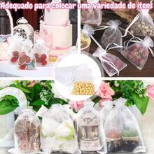 Kit Of 10/25/50/100 Units 7x9 9x12 10x15 13x18 Bags, Organza Tulle Bags, White Bags, Party/Wedding - 白色 - 查看 4