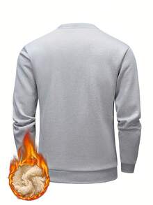 一件保暖内衬卫衣 - 长袖圆领，常规版型，适合户外活动和冬季休闲穿着，可机洗，柔软保暖内衬，经典款式，是寒冷天气的理想之选。 - 淺灰色 - 查看 2