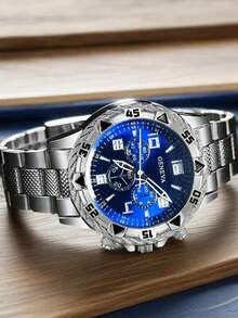 Men's Steel Band Elegant Quartz Watch, Business Style High-End Men's Watch - Multicolor - View 6