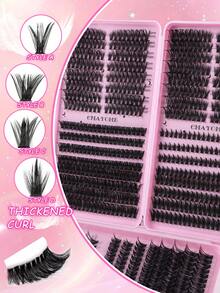 544/608 Mixed Density False Eyelash Clusters, Density Ranging From 10D To 100D, Various Mixed Styles For DIY, D-Curl Curling, Single Lash Length 10-18mm, Ultra-Lightweight & Durable 3D Dense Segmented False Eyelash Clusters, Fluffy Lash Extension, DIY Segmented Lash Tool Kit Includes Tweezers, Lash Glue And Lash Brush. 2026 Special Edition, Create Natural Makeup - Multicolor - View 8