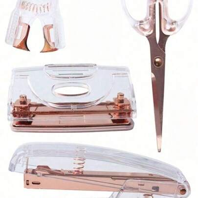 1 Set de Grapadora Acrílica y Metálica, Grapadora Resistente para Embalaje para Llevar, Juego de Grapadora Portátil, Máquina de Encuadernación Multifuncional, Adecuada para Estudiantes, Vuelta al Colegio, Temporada de Graduación, Útiles Escolares, Suministros de Oficina, Pequeño Juego de Papelería