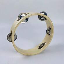 1pc 4/6/7/8/10 Inch Adult Handheld Wooden Tambourine, Single Row Metal Jingle Bells, Round Percussion Instrument, Rhythm Instrument, Suitable For Church, Dance, Party And Other Occasions - Multicolor - View 15