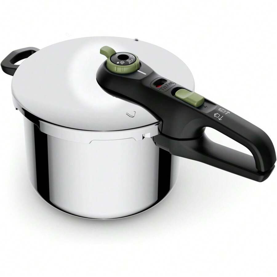 Secure  Schnellkochtopf Induktion 4l, 2-Stufen-Garregler: Intensivstufe 117°C, Schonstufe 112°C, Induktions-Kapselboden, für alle Herdarten, Edelstahl/Schwarz/Grün, P2580400 - Schnellkochtopf 4 L - Übersicht 1