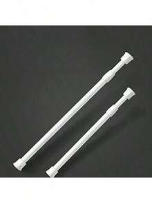 1根可调节弹簧张力窗帘杆，适用于窗户、浴室、橱柜和厨房 - 白色 - 查看 14