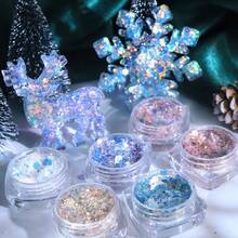 一套6颗彩虹色六边形亮片，适用于环氧树脂，闪亮美人鱼造型大亮片，树脂流动砂填充剂，可用于装饰用途，是圣诞礼物和各种项目的理想之选。 - 彩色 - 查看 2