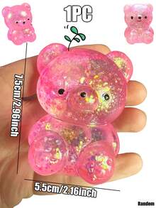 1个闪亮水晶玻璃熊，墨西哥钝口螈造型，柔软缓慢回弹，粘性减压玩具，旅行便携指尖挤压玩具，手感柔软，适合所有年龄段自闭症人士，理想的节日礼物，趣味可爱小玩意，生日礼物 - 彩色 - 查看 35