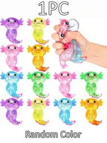 1个闪亮水晶玻璃熊，墨西哥钝口螈造型，柔软缓慢回弹，粘性减压玩具，旅行便携指尖挤压玩具，手感柔软，适合所有年龄段自闭症人士，理想的节日礼物，趣味可爱小玩意，生日礼物 - 彩色 - 查看 21