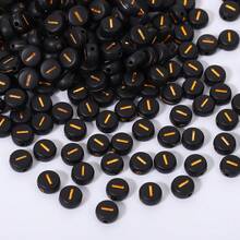 200/500/1000 piezas Cuentas con patrón de letras doradas sobre base negra de 4x7mm para hacer collares y joyería DIY - Fondo negro con letras doradas - Ver 67