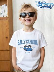 This Disney Cars Sally-Themed Summer T-Shirt Is Perfect For Boys And Girls To Wear To Holiday Parties, Family Gatherings, Outdoor Activities, And Trips, And Makes A Great Gift For Children Visiting Disneyland. - 白色 - 查看 1