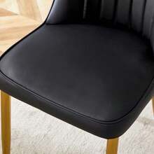 Dining Chairs - Black+Gold + Metal + PU Leather + Set Of 2 - View 7