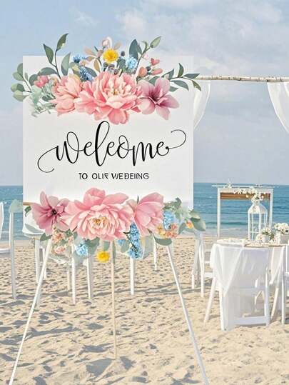 1个便携式可折叠伸缩金属三脚架展示架，适用于婚礼迎宾牌、店面装饰、艺术展览、咖啡店、餐厅（不含框架）