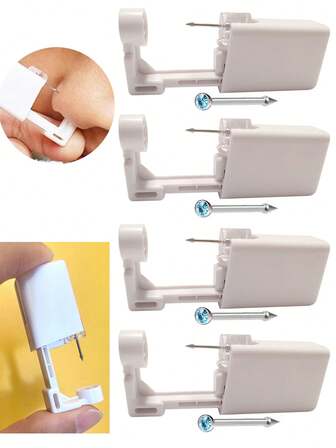 2/4/10 Pcs Disposable Sterile Nose Piercing Tool Kit With Implant Grade Stainless Steel Nose Stud Included
