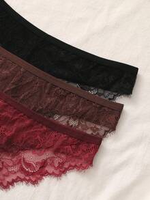 6 Pcs Lace Patchwork Ribbed Fabric Cotton Thong Panties Lingerie Woman - Multicolor - View 7
