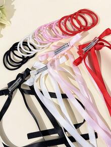 6pcs/Set Women's Fashion Long Ribbon Bow Hair Clips & Scrunchies Combo, Versatile Casual Elegant Cute Bow Hair Accessories, Suitable For Daily Commute, Holidays, Parties, Outings, Gifting - Multicolor - View 8
