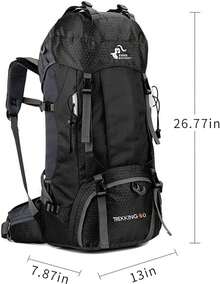 HAKUKU Mochila Impermeable 60l Transpirable y Ligera Para Senderismo Montañismo Escalada, Viaje, Campismo Deportes al Aire Libre, Ciclismo, Mochila Táctica Para Hombre Mujer - Nergo 02 - Ver 8