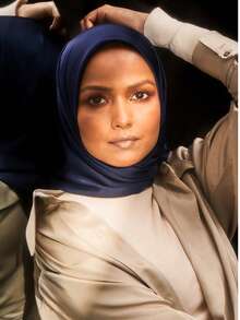 Luxury Silk Shawl Solid Scarf For Women Satin Fashion Wraps Neckerchief Female Hair Bands Headband Bandana - Multicolor - View 3