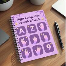 ASL ( Sign Language) Notebook & Dictionary Book - Spiral Bound Style  Flip-Through Pages,  Numbers & Social Phrases For Beginners, Classes, ASL Students Gift - 1個 - 查看 2