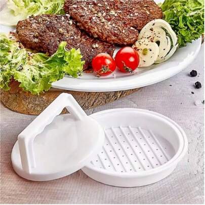 1 pieza, Prensa para hacer hamburguesas de plástico - Molde antiadherente para hamburguesas, Prensa para hacer hamburguesas con queso para carne, verduras, utensilios de cocina, accesorios para parrilla, herramienta para dar forma a las hamburguesas, fácil de limpiar