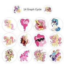 500pcs/Roll My Little Pony Stickers | Round Glitter Pre-Coated Paper Stickers Suitable For Water Bottles, Laptops, Phones, Helmets, Etc. - Multicolor - View 1