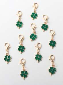 10pcs Four-Leaf Clover Green Keychains, St. Patrick's Day Hanging Buckles, Can Be Hung On Keys, Shoes, Backpacks, Lucky Clovers, Suitable For Daily Wear - Green - View 5