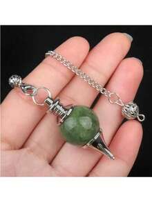 1pc Natural Crystal Agate Semi-Precious Stone Sphere Pendant, Detachable DIY 3 PiecesSet Chain Pendant - Pendants - View 12