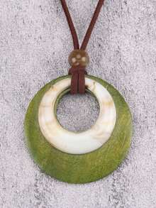 Collar con colgante redondo - Verde - Ver 20