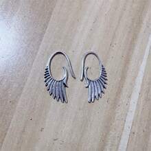 一对波西米亚风格复古天使翼耳环，时尚独特的女性礼物，适合派对 - 復古銀色 - 查看 5