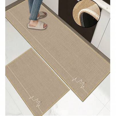Thảm bếp bằng cao su mềm dày 3.5mm, kiểu dáng đơn giản và thời trang, thảm thấm hút lớn, viền chắc chắn chống bong tróc, thấm hút nước tốt và dễ vệ sinh, bề mặt vải lanh, lớp giữa xốp, lớp đáy cao su, thích hợp làm thảm bếp, trang trí nhà bếp, trang trí đám cưới, trang trí nhà cửa, thảm phòng tắm, thảm lối vào, thảm phòng giặt, thảm hành lang, thảm phòng khách, v.v.