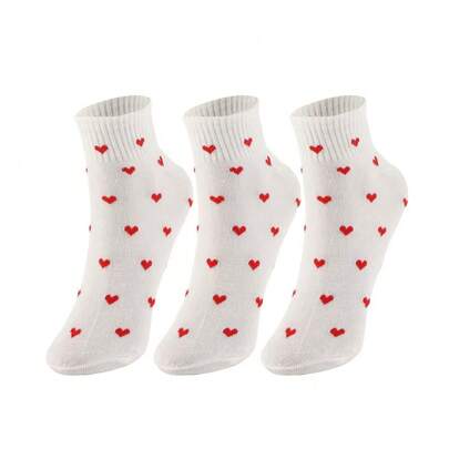 爱心印花短袜，可爱透气休闲袜，情人节百搭单品