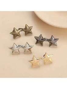 1/4/8件套可拆卸无缝白色金属星形牛仔裤腰部可调节扣套装 - 易于安装的按扣式调节工具，适用于裤子和裙子 - 彩色 - 查看 8