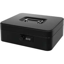 1 个大型重型金属现金箱，带锁和现金托盘 - 安全钥匙锁，配有 2 把钥匙，可拆卸硬币和纸币隔层，坚固的提手，适用于家庭、办公室和零售场所。黑色现金箱，用于存放纸币、硬币和贵重物品。- 专为收银员、小型企业和零售环境设计，配有可拆卸硬币托盘、安全机制和不锈钢提手 - 办公室/商店 - A - 查看 12