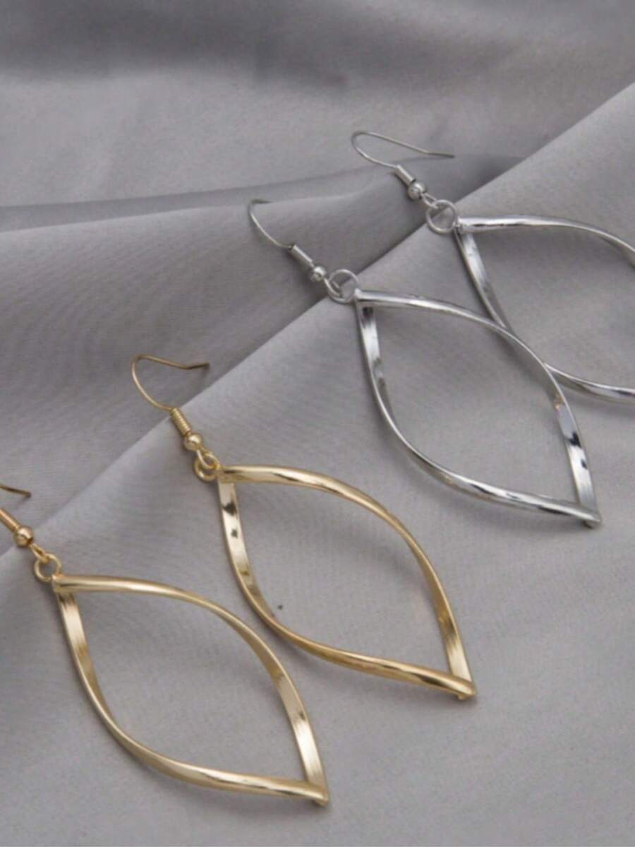 两对扭曲菱形耳环，欧美跨境风格 - 彩色 - 查看 1