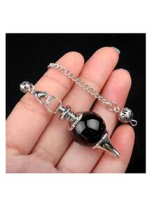 1pc Natural Crystal Agate Semi-Precious Stone Sphere Pendant, Detachable DIY 3 PiecesSet Chain Pendant - Pendants - View 8