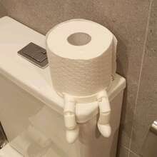 1个趣味可调节厕纸架，3D打印靴纹图案，浴室收纳 - 白色 - 查看 8
