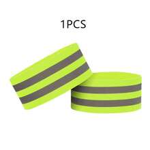 1条高能见度反光腕带/臂带/脚踝带/腿带，弹性可调节，适合夜间步行、骑行、跑步、慢跑等运动。