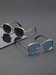 1-2pcs Men Metal Geometric Superior Quality Luxury Never Outdated Fashion Glasses For Fishing Boating Summer Holiday Gift Outdoor Casual Activities Vacation Outfits Street-Photography Accessories - Multicolor - View 9