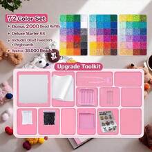 一套拼豆DIY手工套装，多色拼豆套装，带分隔收纳盒，像素艺术工艺品，创意玩具和礼物 - 彩色 - 查看 13