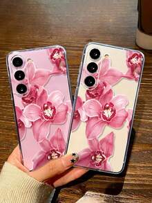 1pc Thick Transparent Floral Painted Anti-Drop Phone Case, Compatible With Samsung Galaxy S26/S26PLUS/S26 Ultra, S25/S25PLUS/S25 Ultra, A17/A07/A16/A36/A26/A56/A50/A12/A32/A52/A72/A51/A21S/A13/A14, S24/S24PLUS/S24Ultra, S22/A52/A53/A54/A55, S23, 11/12Pro/12/12X/13Pro/14Pro/15Pro, Redmi 10/9/Note9/12c/Note11pro/Note8Pro - Multicolor - View 5
