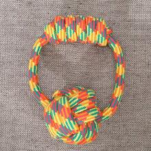 1pc Colorful Handmade Woven Rope Knot Toy, Dog Boredom Buster, Rope Knot Ball Handle, Dog Chew Teeth Cleaning Toy, Suitable For Medium & Small Dogs, Interactive Self-Entertainment Pet Toy, Suitable For Tug-Of-War, Throwing Games, Consume Dog Energy And Exercise - Multicolor - View 5