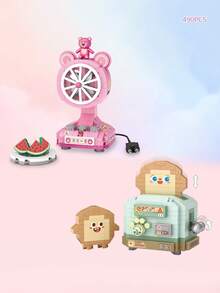 LOZ Mini Bauklötze Spielzeug Sets: Waschmaschine, Fernseher, Brotbackautomat, Wasserkocher, Ventilator, süße Cartoon Kühlschrank Modelle, geeignet für Heimdekoration, Weihnachts-/Geburtstagsgeschenke - Verschiedenfarbig - Übersicht 17