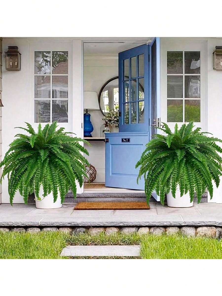 1/2/3 cây dương xỉ Boston giả cỡ lớn, cây xanh giả ngoại cỡ 34 inch, trang trí cây xanh ngoài trời cho nhà cửa, văn phòng, sân vườn, hiên nhà, nhà kho, đám cưới, các ngày lễ (Lễ Phục Sinh, Ngày của Mẹ, Ngày Thánh Patrick), mùa xuân/hè.