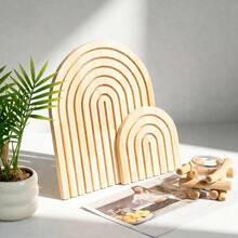 1/2pcs Wood Rainbow Arch,Modern Boho Room Decor For Wall Shelf,Wall Shelf Ornament Dresser Ornament, Aesthetic Boho Wooden Rainbow Arches Home Decor, Shelf Decor Table Decor Dresser Decor Mantle Countertop Decorations, For Living Room, Bedroom, Kitchen, Coffee Bar - Multicolor - View 3