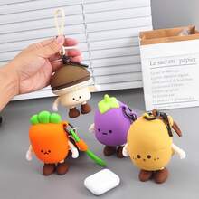 1个可重复使用的硅胶蔬菜图案耳机套，小钱包，收纳袋 - 彩色 - 查看 4