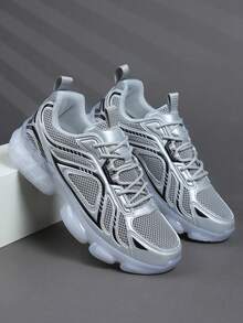 Zapatillas deportivas de hombre de caña baja, zapatos casuales para correr, caminar y uso diario, calzado deportivo de moda, tenis y ropa urbana - Gris - Ver 5