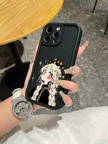 1ダブルポニーテールガールスターガーランドパターンの電話ケース、TPU材料のスカイアイステップ電話ケース、フェスティバルギフトとして贈呈ることができます。 11、12、13、14、15、16プロ/プロマックス/14、15、16プラス17/エアモデルに適しています。 男女兼用の電話ケース。 - ブラック - チェックする 3