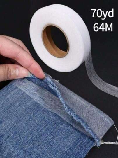 2cm*25m/Roll Fusible Tape, Adhesive, DIY Double-Sided Tape, Non-Woven Fabric Lining, Pants Waistband, Self-Adhesive Hem Tape, Suitable For Garment Accessories, Sewing Supplies