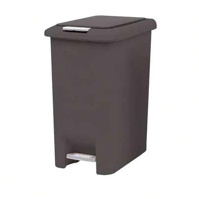 - Basurero Rectangular con Doble Mecanismo 10 Litros, con sujetadores de bolsa y apertura por medio de pedal o por medio del botn superior, en color Gris