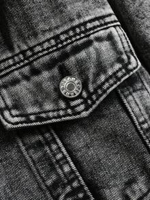 2026 Spring & Autumn New Men's Thick Denim Jacket, Washed Black & Gray Casual Denim Jacket, Street Style - Grey - View 6